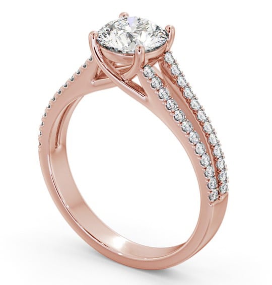 Round Diamond Split Band Engagement Ring 18K Rose Gold Solitaire with Channel Set Side Stones ENRD92_RG_THUMB1 