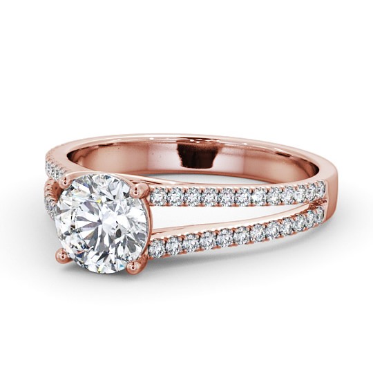  Round Diamond Engagement Ring 9K Rose Gold Solitaire With Side Stones - Milena ENRD92_RG_THUMB2 