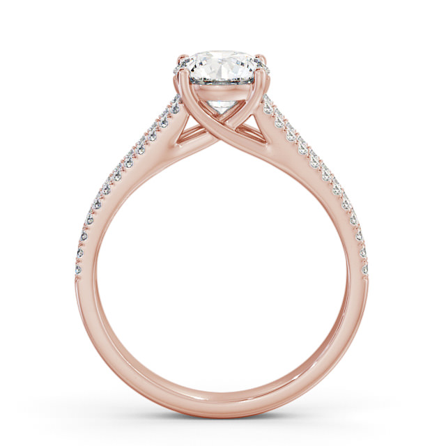 Round Diamond Engagement Ring 18K Rose Gold Solitaire With Side Stones - Milena ENRD92_RG_UP
