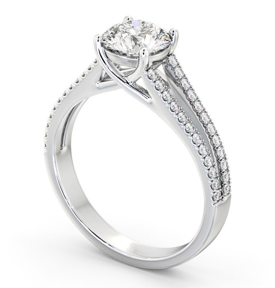  Round Diamond Engagement Ring 9K White Gold Solitaire With Side Stones - Milena ENRD92_WG_THUMB1 