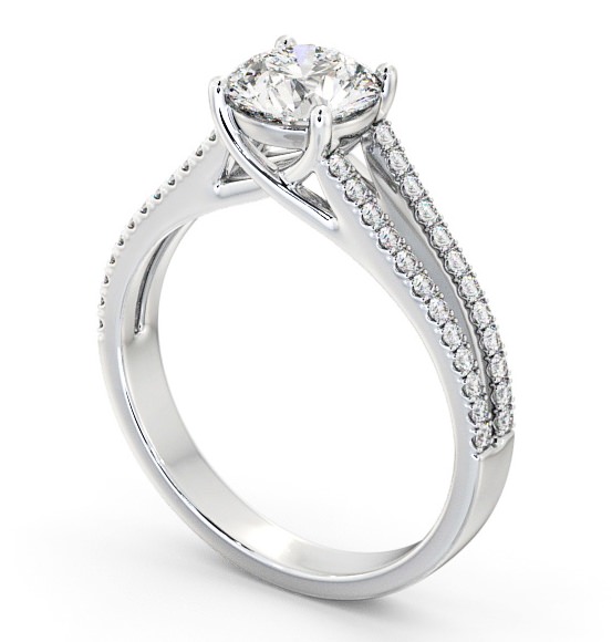 Round Diamond Split Band Engagement Ring 18K White Gold Solitaire with Channel Set Side Stones ENRD92_WG_THUMB1