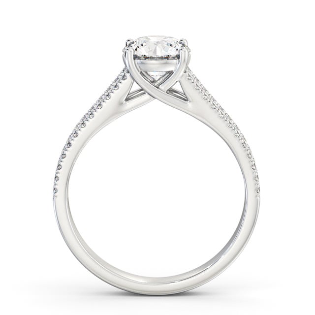 Round Diamond Engagement Ring 9K White Gold Solitaire With Side Stones - Milena ENRD92_WG_UP