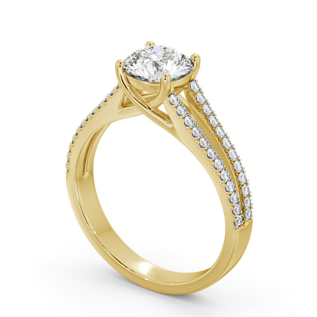 Round Diamond Engagement Ring 18K Yellow Gold Solitaire With Side Stones - Milena ENRD92_YG_SIDE