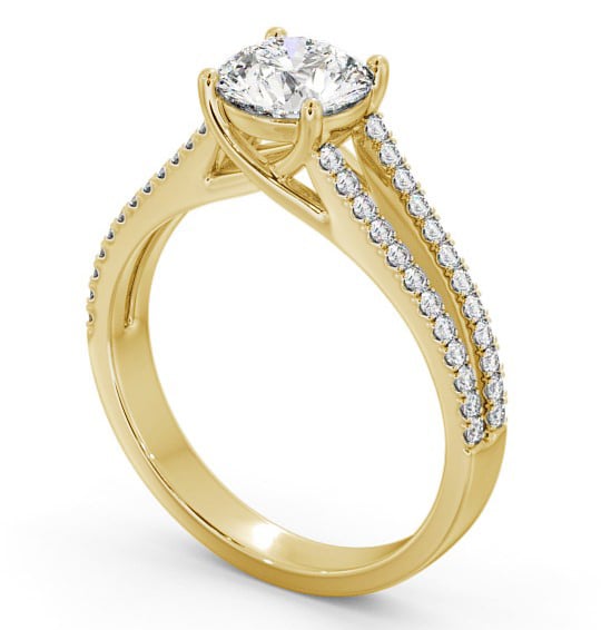 Round Diamond Split Band Engagement Ring 9K Yellow Gold Solitaire with Channel Set Side Stones ENRD92_YG_THUMB1