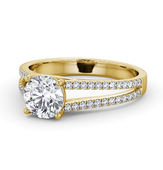  Round Diamond Engagement Ring 9K Yellow Gold Solitaire With Side Stones - Milena ENRD92_YG_THUMB2 