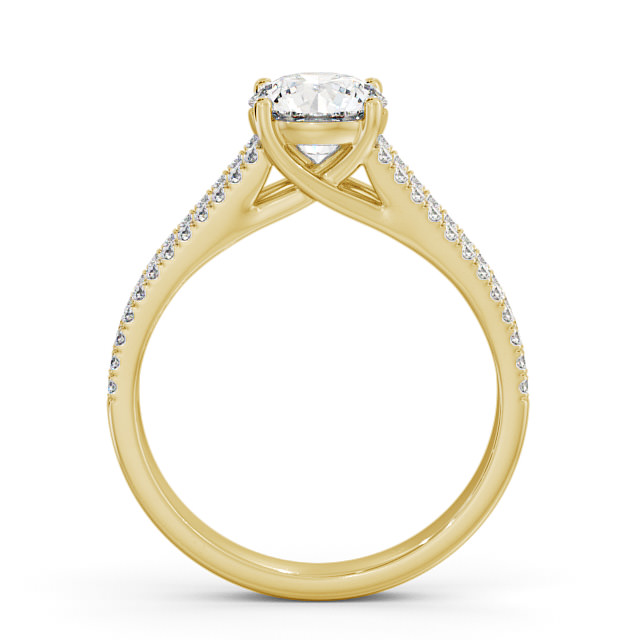 Round Diamond Engagement Ring 18K Yellow Gold Solitaire With Side Stones - Milena ENRD92_YG_UP