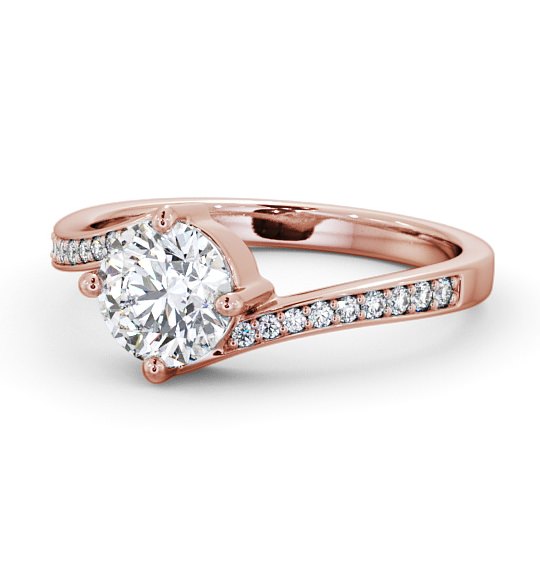  Round Diamond Engagement Ring 9K Rose Gold Solitaire With Side Stones - Latika ENRD93_RG_THUMB2 