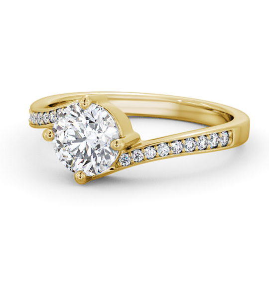 Latika Round Diamond Engagement Ring Side Stones Sweeping Band ENRD93_YG_THUMB2 