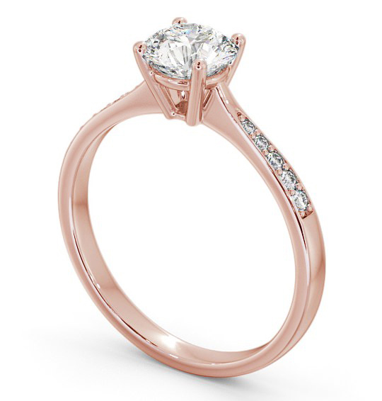 Round Diamond Tapered Band Engagement Ring 9K Rose Gold Solitaire with Channel Set Side Stones ENRD94S_RG_THUMB1 