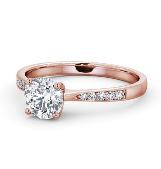  Round Diamond Engagement Ring 9K Rose Gold Solitaire With Side Stones - Serena ENRD94S_RG_THUMB2 