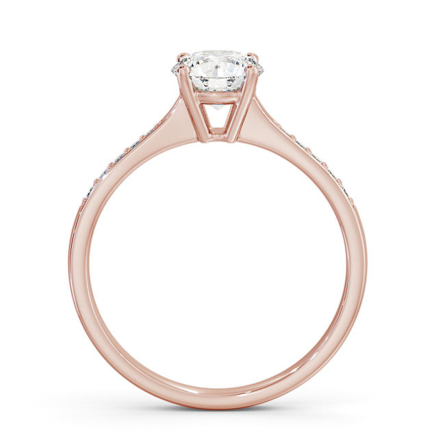 Round Diamond Engagement Ring 18K Rose Gold Solitaire With Side Stones - Serena ENRD94S_RG_UP