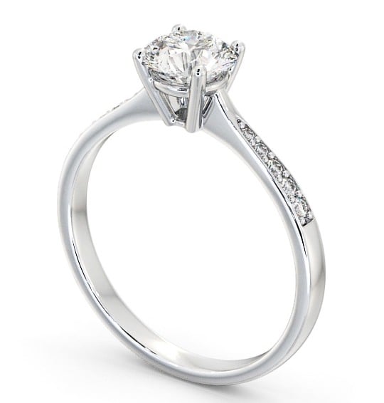 Round Diamond Engagement Ring 9K White Gold Solitaire With Side Stones - Serena ENRD94S_WG_THUMB1
