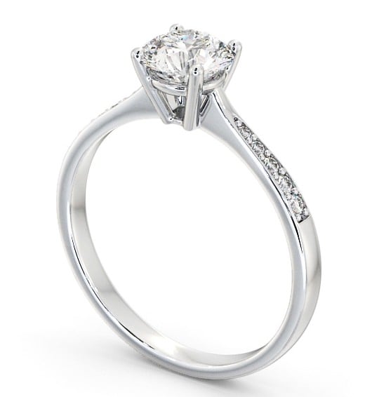 Round Diamond Tapered Band Engagement Ring Palladium Solitaire with Channel Set Side Stones ENRD94S_WG_THUMB1 