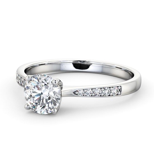 Round Diamond Tapered Band Engagement Ring 18K White Gold Solitaire with Channel Set Side Stones ENRD94S_WG_THUMB2 