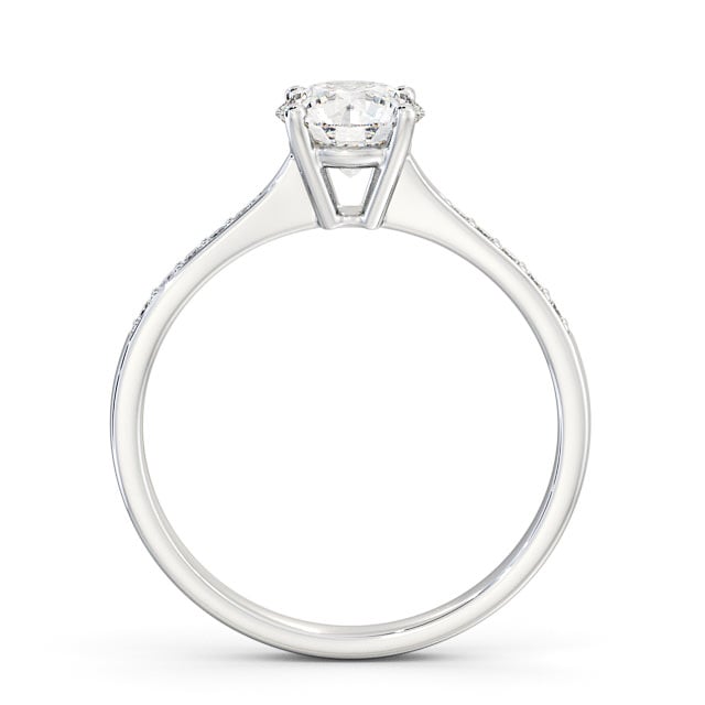Round Diamond Engagement Ring 18K White Gold Solitaire With Side Stones - Serena ENRD94S_WG_UP