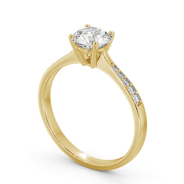 Round Diamond Engagement Ring 18K Yellow Gold Solitaire With Side Stones - Serena ENRD94S_YG_SIDE