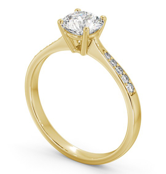 Round Diamond Tapered Band Engagement Ring 18K Yellow Gold Solitaire with Channel Set Side Stones ENRD94S_YG_THUMB1 