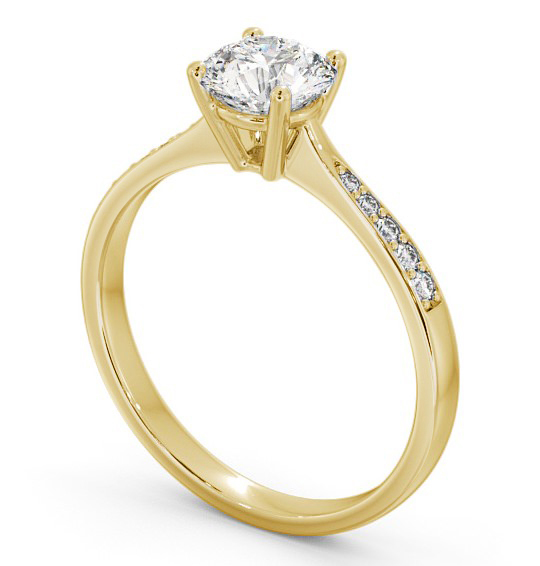 Round Diamond Tapered Band Engagement Ring 18K Yellow Gold Solitaire with Channel Set Side Stones ENRD94S_YG_THUMB1