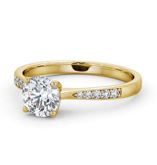  Round Diamond Engagement Ring 9K Yellow Gold Solitaire With Side Stones - Serena ENRD94S_YG_THUMB2 