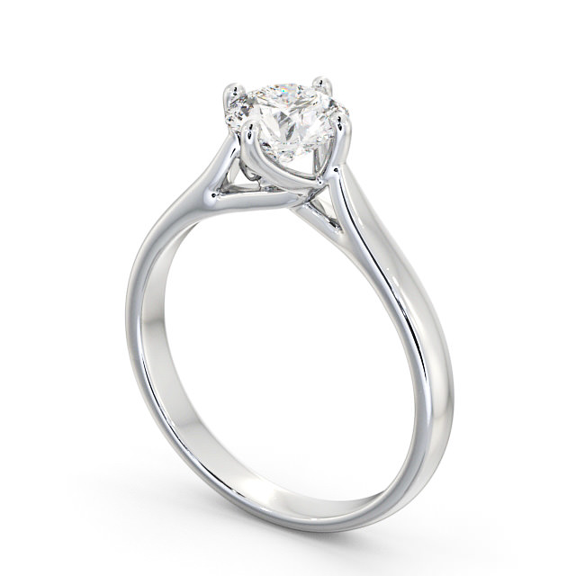 Round Diamond Engagement Ring 18K White Gold Solitaire - Iris ENRD95_WG_SIDE