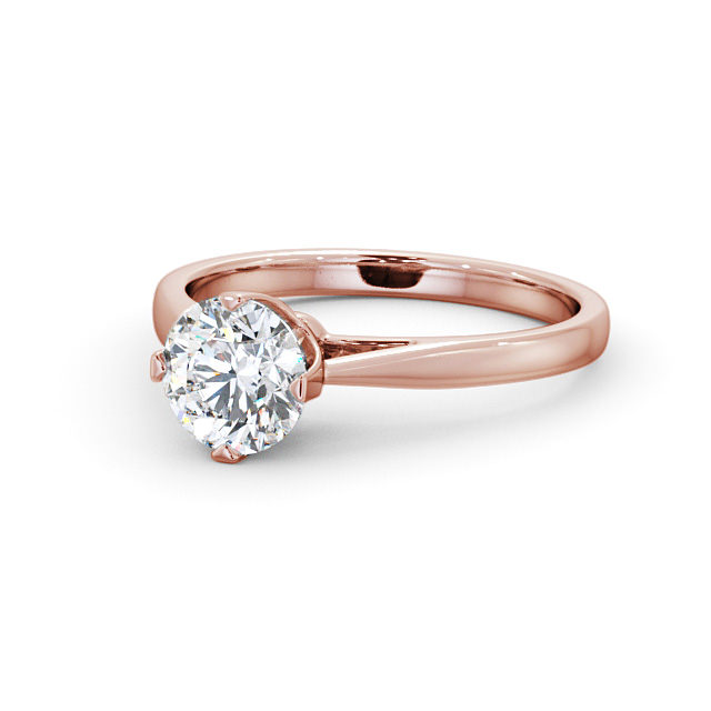 Round Diamond Engagement Ring 9K Rose Gold Solitaire - Floria ENRD96_RG_FLAT