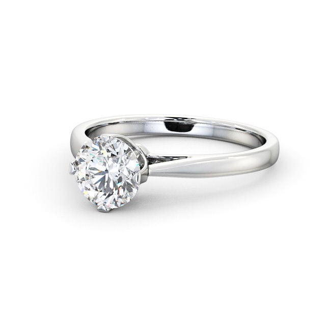 Round Diamond Engagement Ring 18K White Gold Solitaire - Floria ENRD96_WG_FLAT