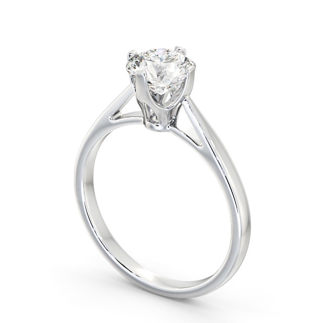 Round Diamond Engagement Ring 18K White Gold Solitaire - Floria ENRD96_WG_SIDE