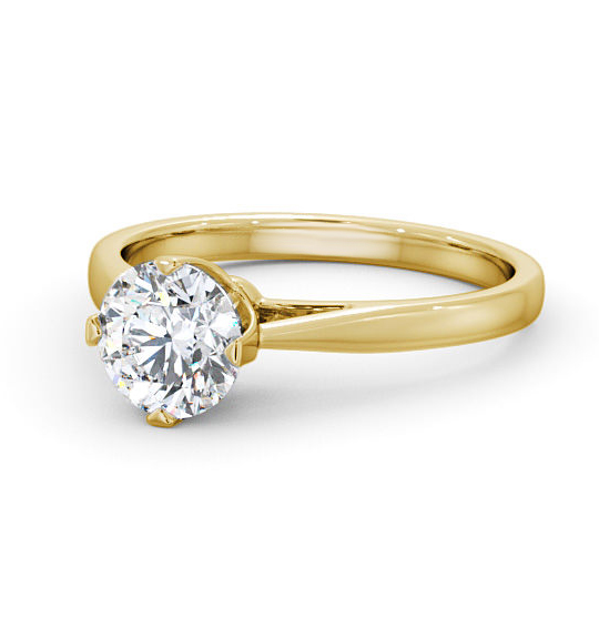 Floria Round Diamond Engagement Ring Basket Setting Tapered Band ENRD96_YG_THUMB2 