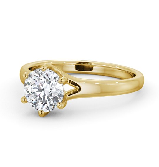 Round Diamond 6 Prong Engagement Ring 18K Yellow Gold Solitaire ENRD97_YG_THUMB2 