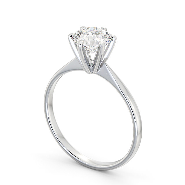 Round Diamond Engagement Ring 18K White Gold Solitaire - Brook ENRD98_WG_SIDE