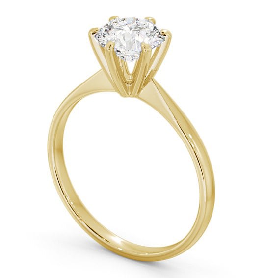 Round Diamond 6 Prong Raised Setting Engagement Ring 18K Yellow Gold Solitaire ENRD98_YG_THUMB1