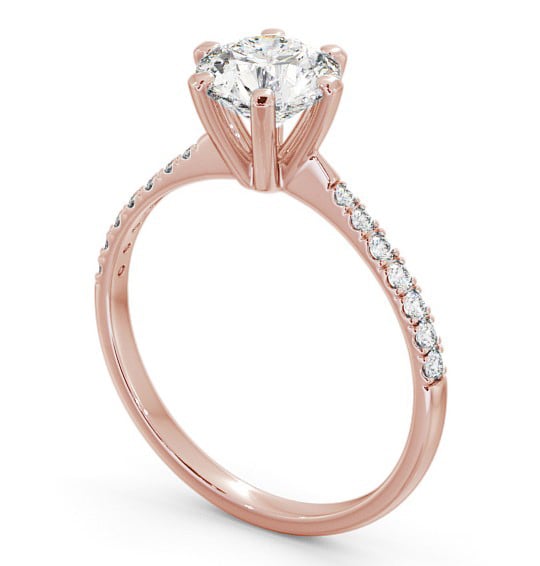 Round Diamond 6 Prong Engagement Ring 18K Rose Gold Solitaire with Channel Set Side Stones ENRD98S_RG_THUMB1 