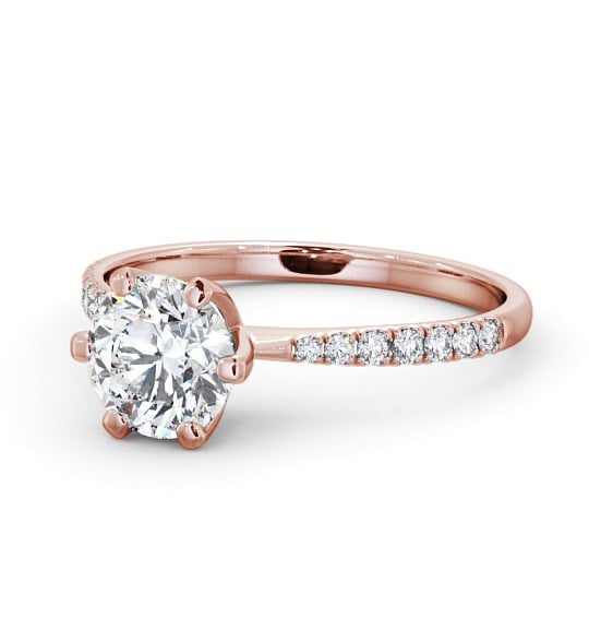 Round Diamond 6 Prong Engagement Ring 18K Rose Gold Solitaire with Channel Set Side Stones ENRD98S_RG_THUMB2 