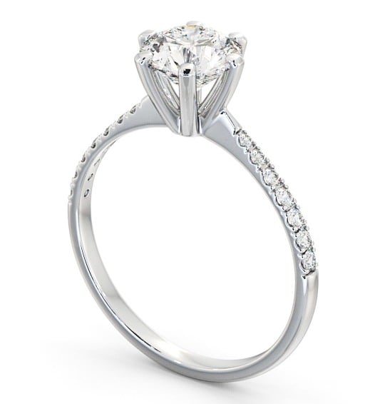 Round Diamond 6 Prong Engagement Ring 9K White Gold Solitaire with Channel Set Side Stones ENRD98S_WG_THUMB1