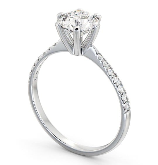 Round Diamond 6 Prong Engagement Ring Platinum Solitaire with Channel Set Side Stones ENRD98S_WG_THUMB1 