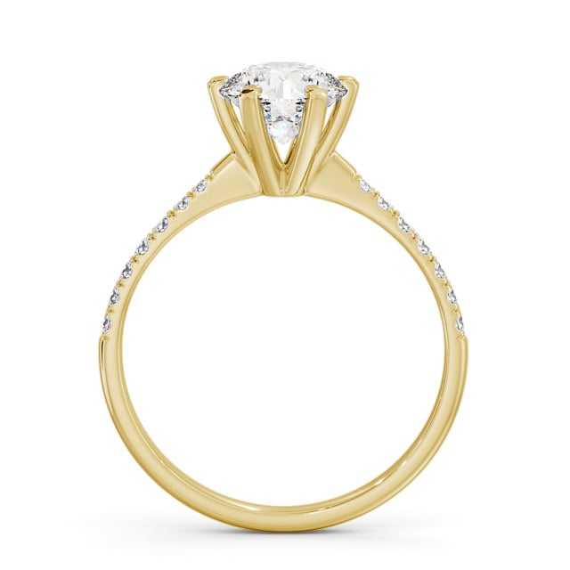 Round Diamond Engagement Ring 18K Yellow Gold Solitaire With Side Stones - Zella ENRD98S_YG_UP
