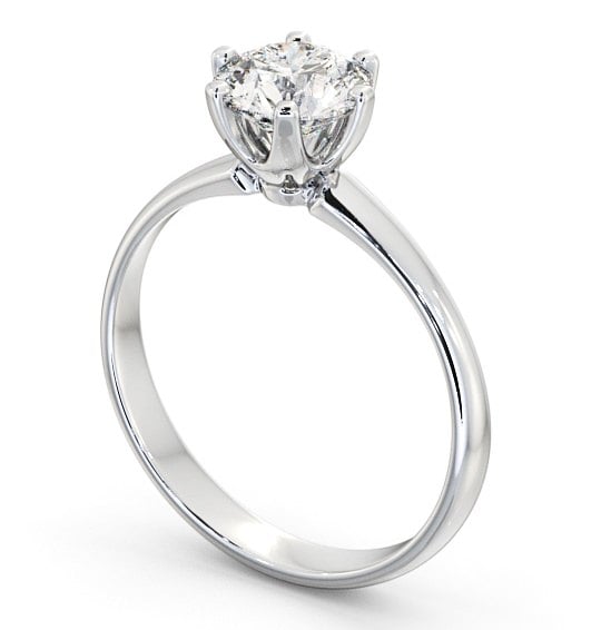 Round Diamond Classic 6 Prong Engagement Ring 18K White Gold Solitaire ENRD99_WG_THUMB1