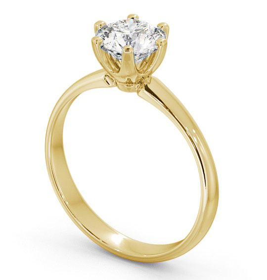 Round Diamond Classic 6 Prong Engagement Ring 18K Yellow Gold Solitaire ENRD99_YG_THUMB1