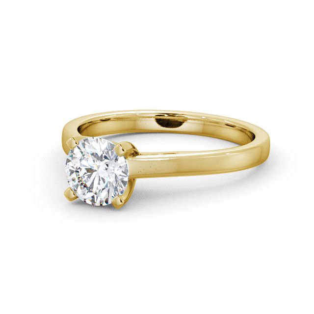 Round Diamond Engagement Ring 9K Yellow Gold Solitaire - Rewe ENRD9_YG_FLAT