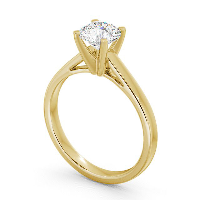 Round Diamond Engagement Ring 18K Yellow Gold Solitaire - Rewe