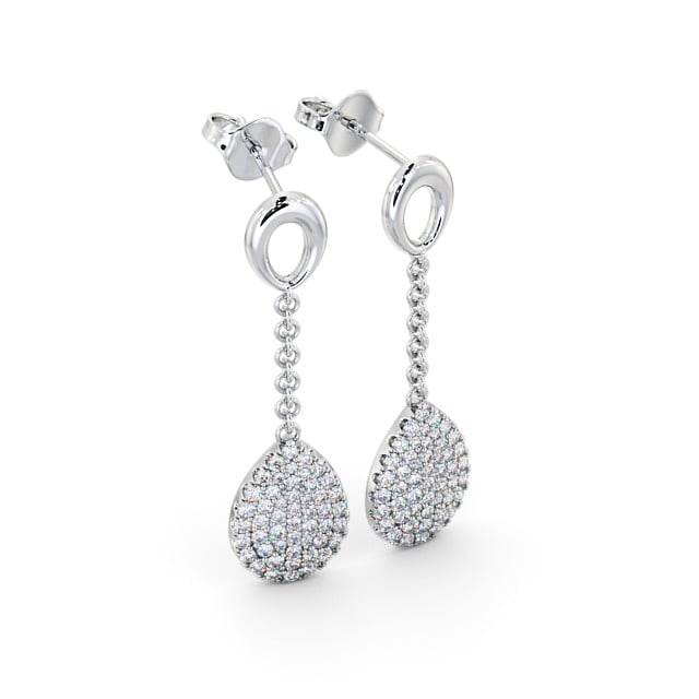 Drop Round Diamond 0.85ct Earrings 9K White Gold - Elettra ERG100_WG_FLAT