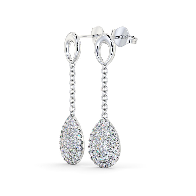 Drop Round Diamond 0.85ct Earrings 9K White Gold - Elettra ERG100_WG_SIDE