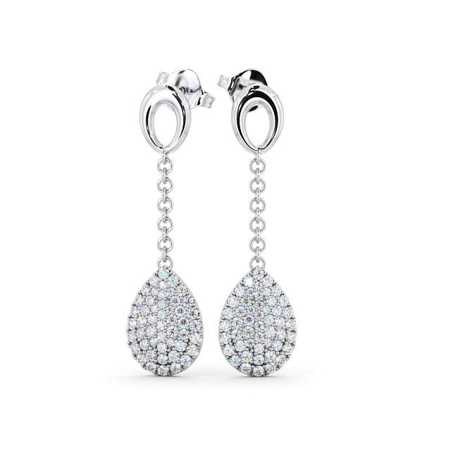 Drop Round Diamond 0.85ct Earrings 9K White Gold - Elettra ERG100_WG_UP