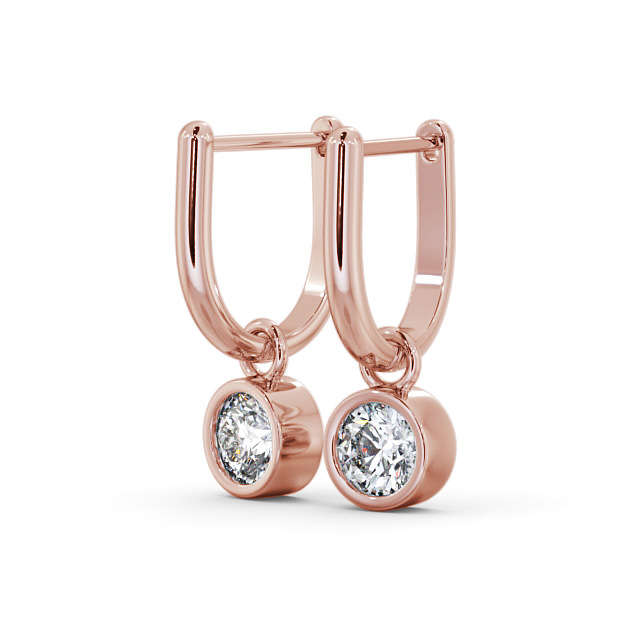 Drop Round Diamond Earrings 9K Rose Gold - Kirtling ERG101_RG_SIDE