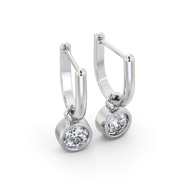 Drop Round Diamond Earrings 18K White Gold - Kirtling ERG101_WG_FLAT
