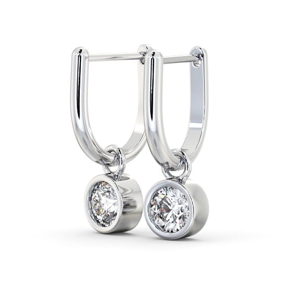 Drop Round Diamond with Bezel Earrings 18K White Gold ERG101_WG_THUMB1 