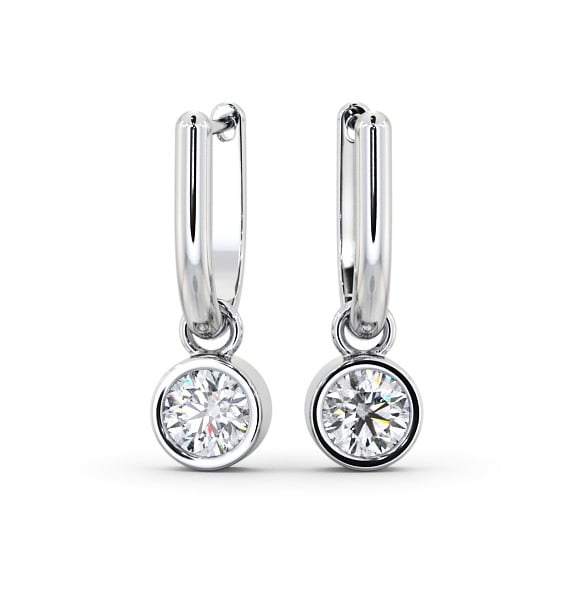 Drop Round Diamond with Bezel Earrings 18K White Gold ERG101_WG_THUMB2 