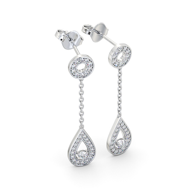 Drop Round Diamond Earrings 9K White Gold - Naunton ERG102_WG_FLAT