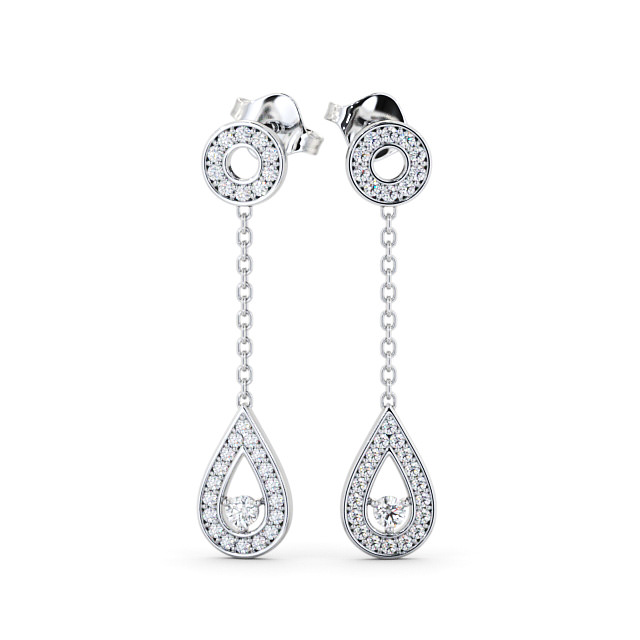Drop Round Diamond Earrings 9K White Gold - Naunton ERG102_WG_UP