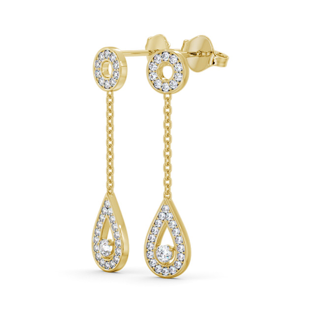 Drop Round Diamond Earrings 18K Yellow Gold - Naunton ERG102_YG_SIDE